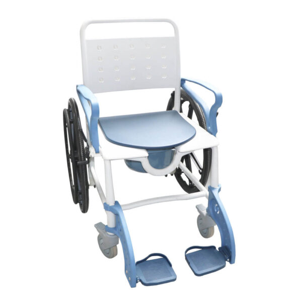 Silla de transporte para la ducha con inodoro autopropulsable